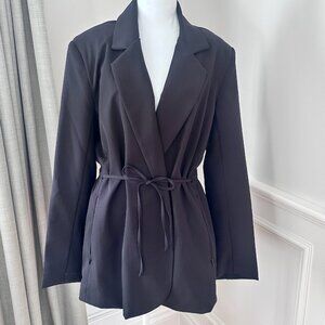 Athleta Black Endless Primatwill Blazer Jacket Cinched Waist Black 14